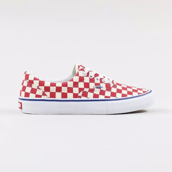 Vans era pro checker  red canvas sneaker shoes - Picture 2 of 8